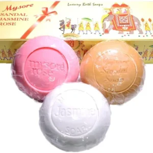Mysore Sandal Jasmine Rose Luxury Bathing Bar(Pack of 3)  125 gms each